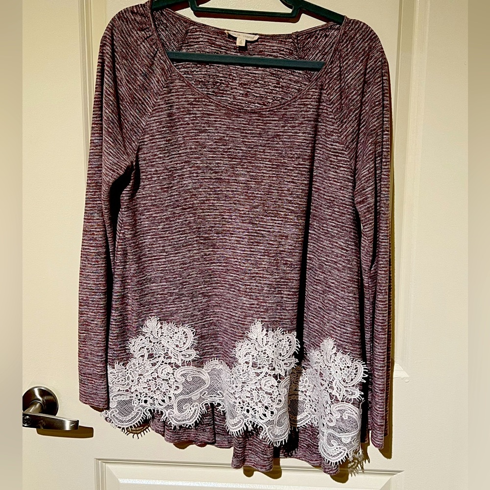 Hem & Thread Purple Striped Blouse